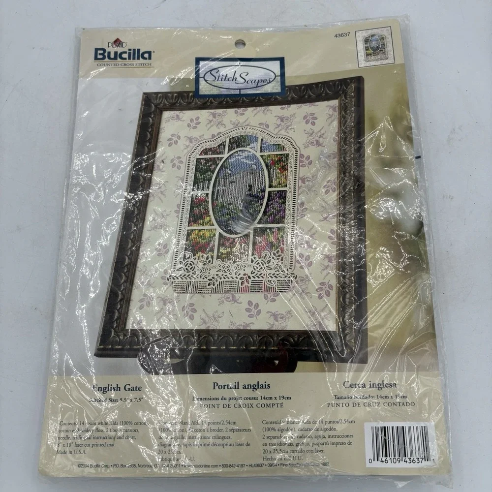 Vintage Bucilla Cross Stitch Kit Scapes‎ 5.5x7.5 English Gate 43637 Counted 2004